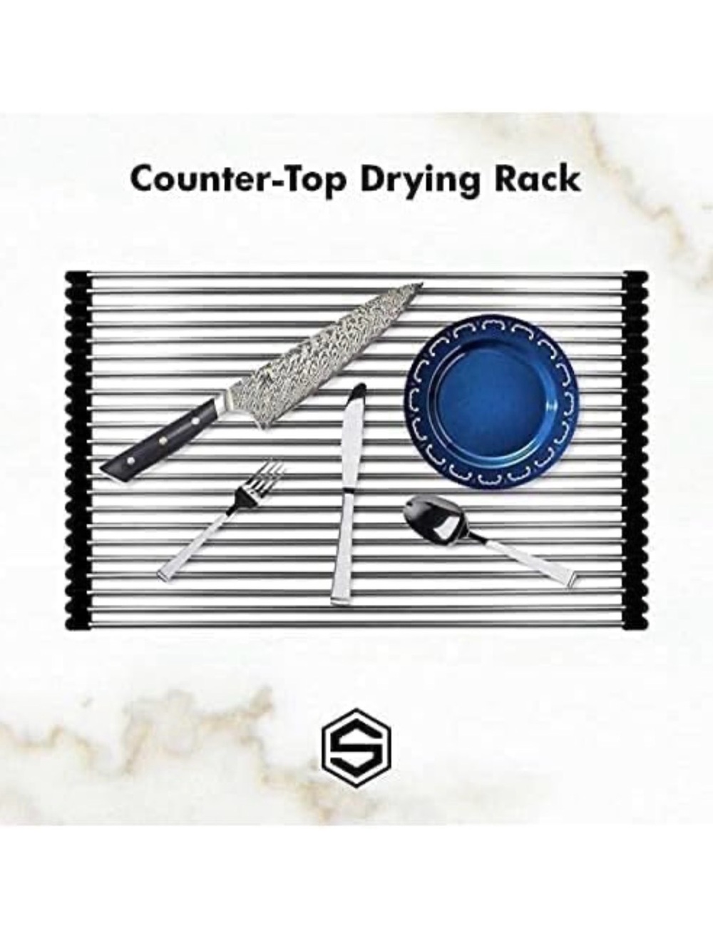 Counter-Top Drying Rack - Stainless Steel with Black Accents